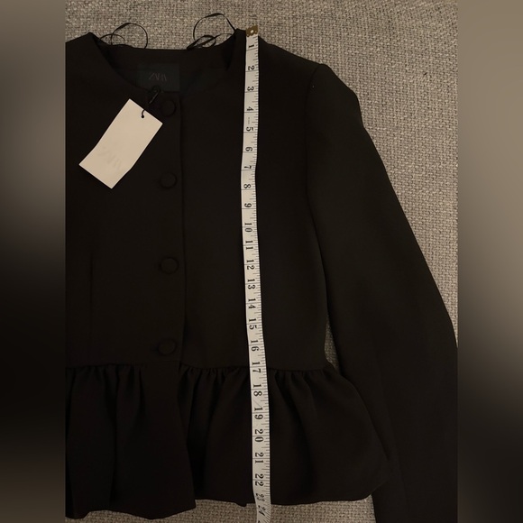 Zara Black Voluminous Hem Peplum Blazer – Size XL - Picture 5 of 14